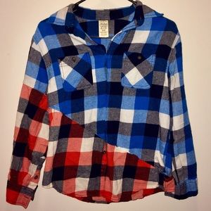 SPLICED FLANNEL FADED GLORY PLAID SHIRT CUSTOM